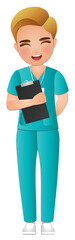 Cute cartoon men nurse Wearing uniform in Hospital for healthcare services