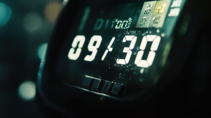 Electronic device displaying time passing by with bokeh background