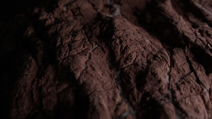 Close-up of Rough Brown Textured Rock Surface. Shallow dof.