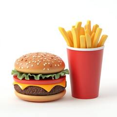 3D icon. simple fast food, on a solid white background