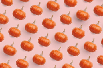 Orange pumpkin pattern on pastel color background