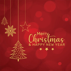 Red merry christmas background with christmas elements