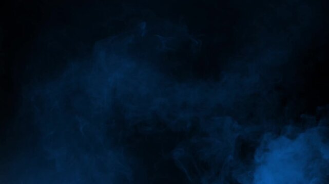 4k smoke, cloudy mist fog, blue smoke abstract render on black background