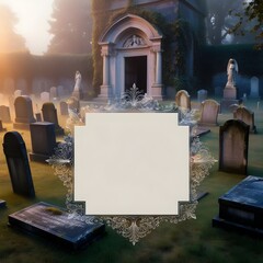 Halloween Greeting Card with Spooky Graveyard