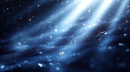 Navy Blue And Silver Background With Soft Light Rays And Sparkling Twinkles