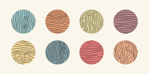 Wood tree pattern texture icon, trunk with annual circle line of age pictogram, set vector design © Valerii