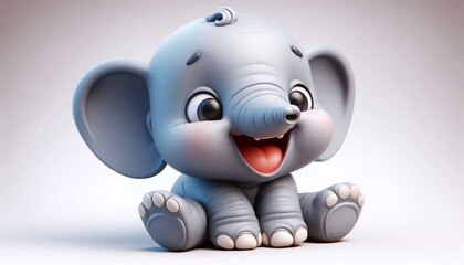 3D lachendes Elefantenbaby