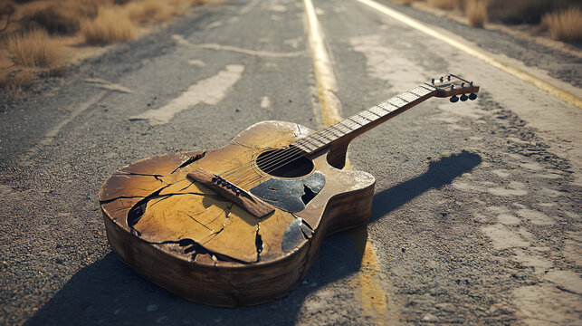 Broken Guitar on Desert Road