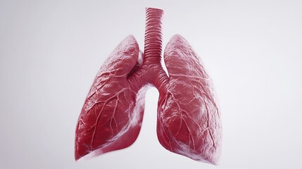 3D human lung anatomy rendering, high definition, white background image