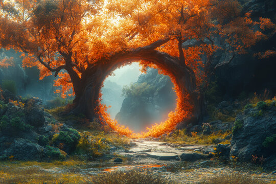 circle of life with fall foliage