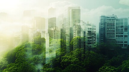 Beautiful double exposure blending a colorful meadow with dreamy atmosphere