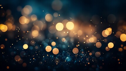 Blurred golden bokeh on black background. Visual video effects stripes background.