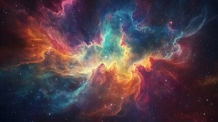 Colorful Swirling Nebula in Space