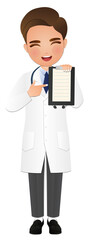 Fototapeta premium full body length cartoon character men doctor wears white coat at Hospital for healthcare services