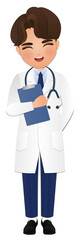 Fototapeta premium full body length cartoon character men doctor wears white coat at Hospital for healthcare services