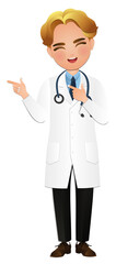 full body length cartoon character men doctor wears white coat at Hospital for healthcare services