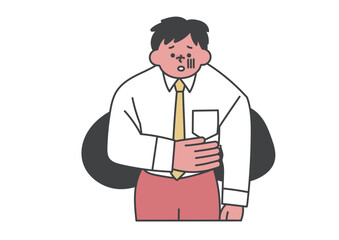 体の調子が悪く、気分の悪い男性