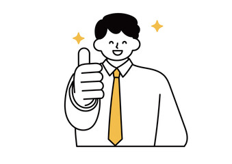 親指を立てるポーズをしている笑顔のビジネスマン