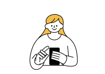 スマートフォンで検索する女性