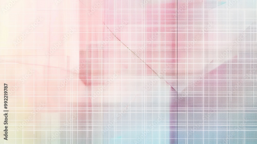 Poster abstract geometric background with intersecting thin lines forming a grid pattern, soft gradients in