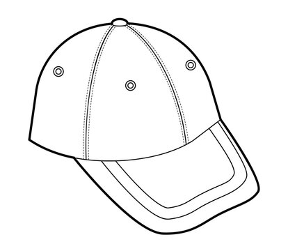recommend clip art: Fitted Cap Hat. Summer Head Fashion accessory clothing technical illustration. Vector headgear for Men, women, unisex style, flat template CAD mockup sketch outline isolated