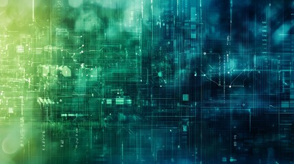 Obraz premium Abstract Digital Network Background with Green and Blue Hues