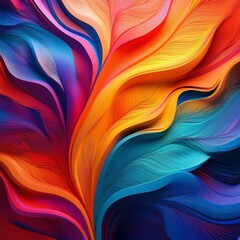 Featherlike waves of different colors forming a pattern