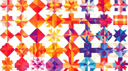 Abstract geometric pattern with vibrant colors and repeating shapes.