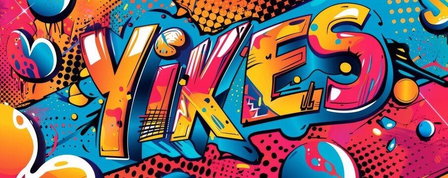 Colorful pop art background featuring "YIKES." Comic book elements, Dynamic visuals, Vibrant vector