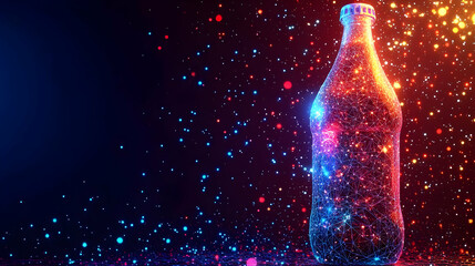 Abstract Bottle Silhouette Glowing with Colorful Particles -  Neon Light Animation Background