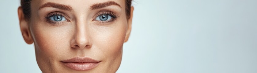 Obraz premium Closeup Of Beautiful Woman s Eyes With Blue Eyes