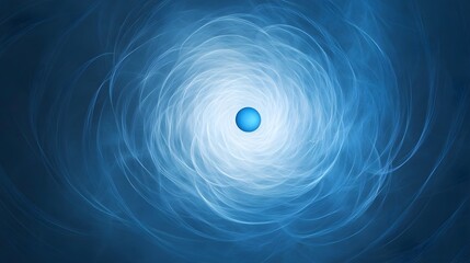 Blue Sphere at the Center of a Swirling Abstract Pattern