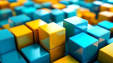Obraz premium Playful image of blocks highlighting a bright yellow and blue image