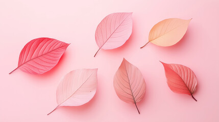 pink and yellow leaves arranged flat on solid background wallpaper natural backdrop autumnal seasonal plants