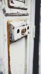 Close-Up of Rustic Mailbox on Weathered Door