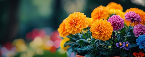 Colorful Flowers in Bloom with Soft Background