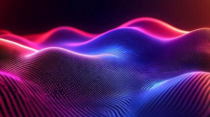 Abstract Neon Wave Pattern with Dotted Lines