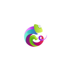 Chameleon logo with colorful 3d design style