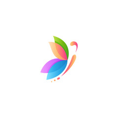 Butterfly logo with colorful gradient design style