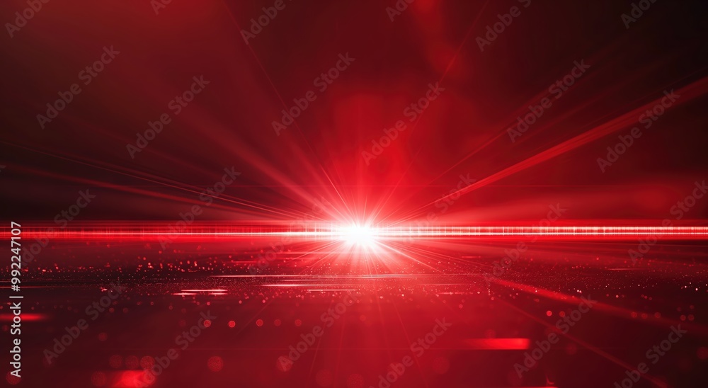 Wall mural red background with a bright red light shining on it. the light is creating a sense of movement and 