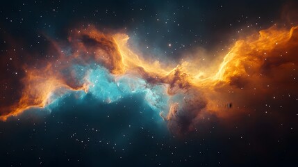 Fototapeta premium A Cosmic Nebula with Orange and Blue Hues