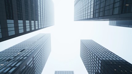 Fototapeta premium The sky is cloudy and the buildings are tall. The buildings are in the city and are very tall