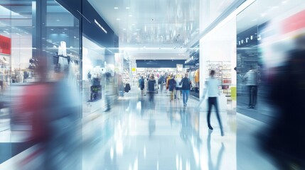 Blurred Motion of People Shopping in a Modern Mall