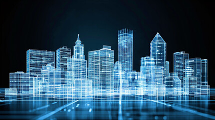 Minimalist x-ray style cityscape