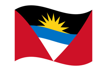 Wavy flag of Antigua and Barbuda, isolated on a transparent background. Vector illustration