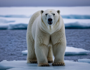 polar bear cub, polar bear in the zoo, polar bear on the ice