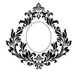 Vector vintage border frame engraving with retro ornament pattern in antique rococo style decorative