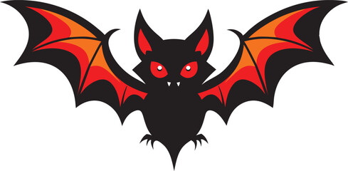 Spooky Bat spreading its wings winged black bat scary eyes