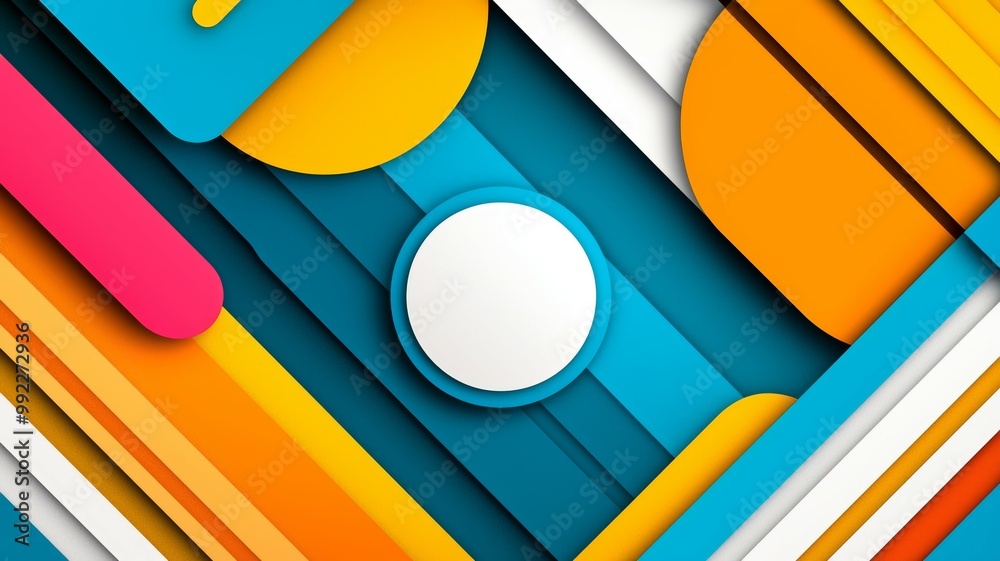 Poster a colorful abstract background with a white circle in the middle