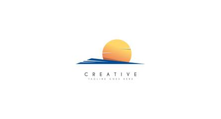 Sunset Logo design vector illustration.